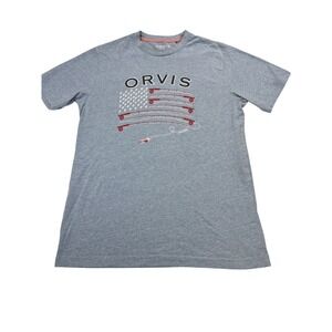 Orvis Classic Collection Fish Flag Graphic Tee Men's M Outdoor Fishing Rod Print